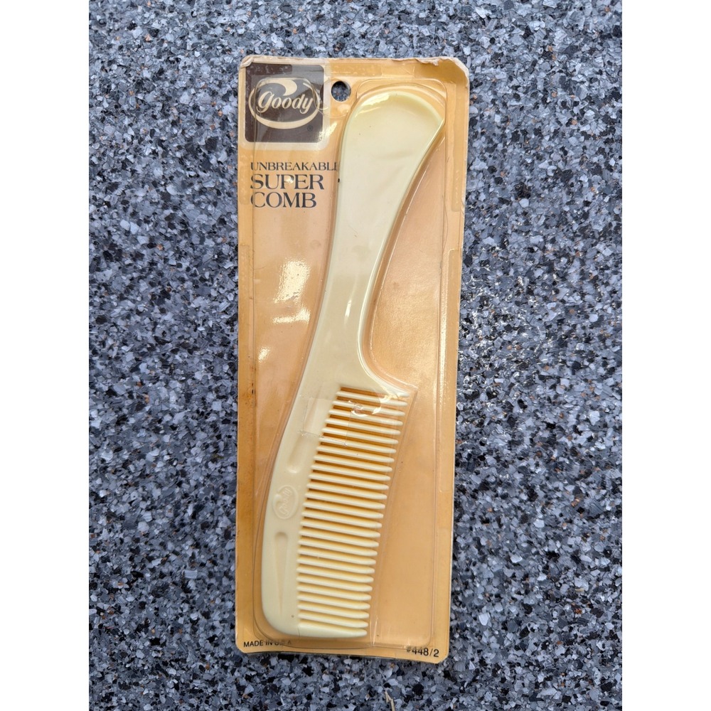 Vintage 1982 Goody Unbreakable Super Comb Cream Off White Retro Hair‎ Tool 448/2
